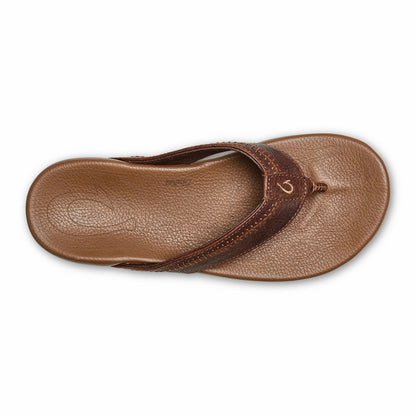Olukai Hiapo -Dark Java / Toffee Leather Beach Sandals
