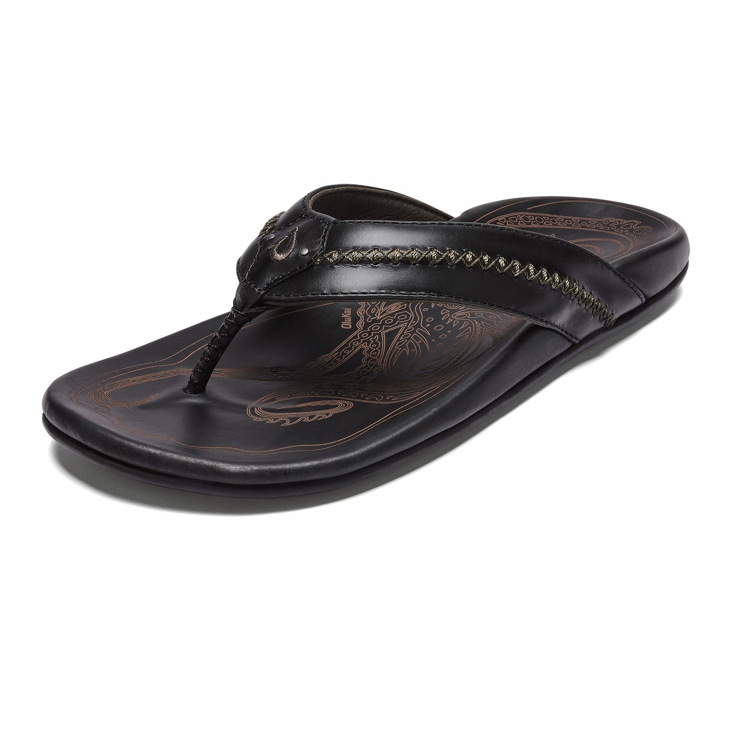 Olukai OluKai Mea Ola - Black | Leather Beach Sandals
