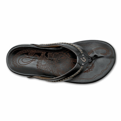 Olukai OluKai Mea Ola - Black | Leather Beach Sandals