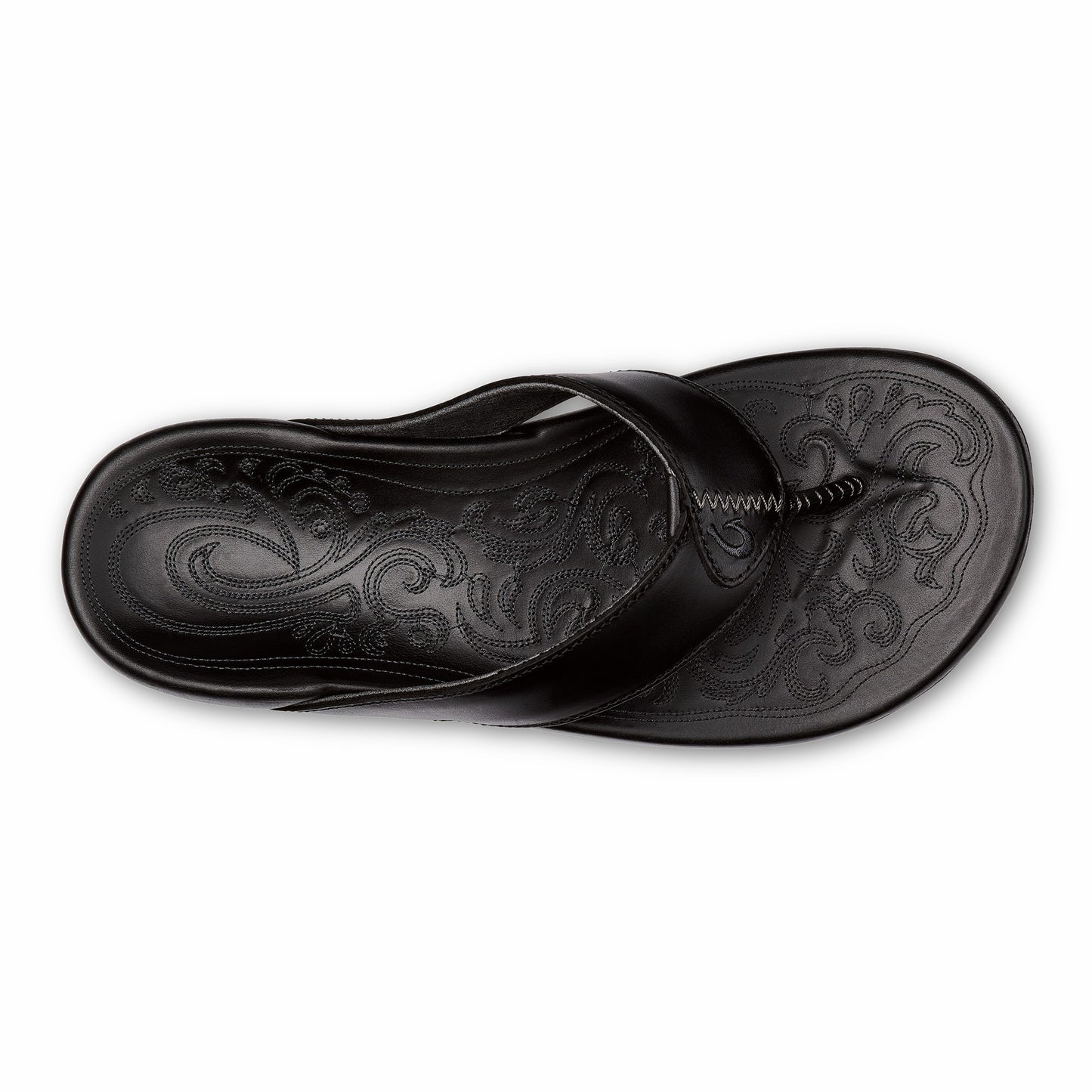 Olukai Mekila Full-Grain Leather Beach Sandals - Black