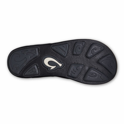 Olukai Mekila Full-Grain Leather Beach Sandals - Black