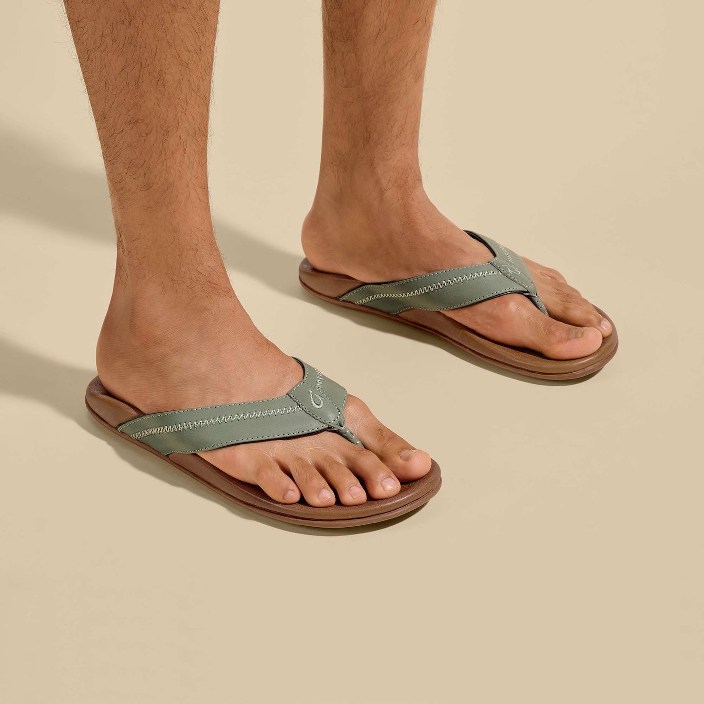 Olukai Hiapo - Odyssey Grey / Sahara Leather Beach Sandals