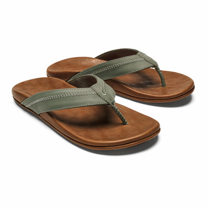 Olukai Hiapo - Odyssey Grey / Sahara Leather Beach Sandals