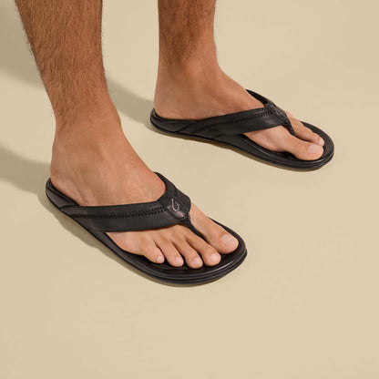 Olukai Hiapo - Lava Rock Leather Beach Sandals