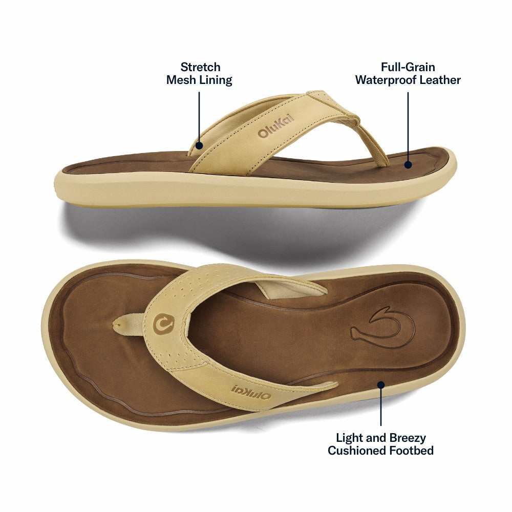 Olukai Pili Waterproof Leather Sandals - Toasted Coconut / Tan
