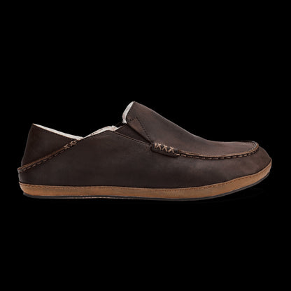 Olukai Moloā Nubuck Leather Slippers - Dark Wood