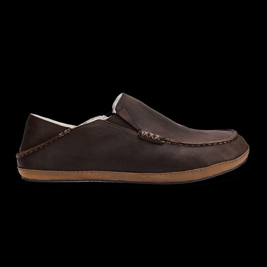 Olukai Moloā Nubuck Leather Slippers - Dark Wood