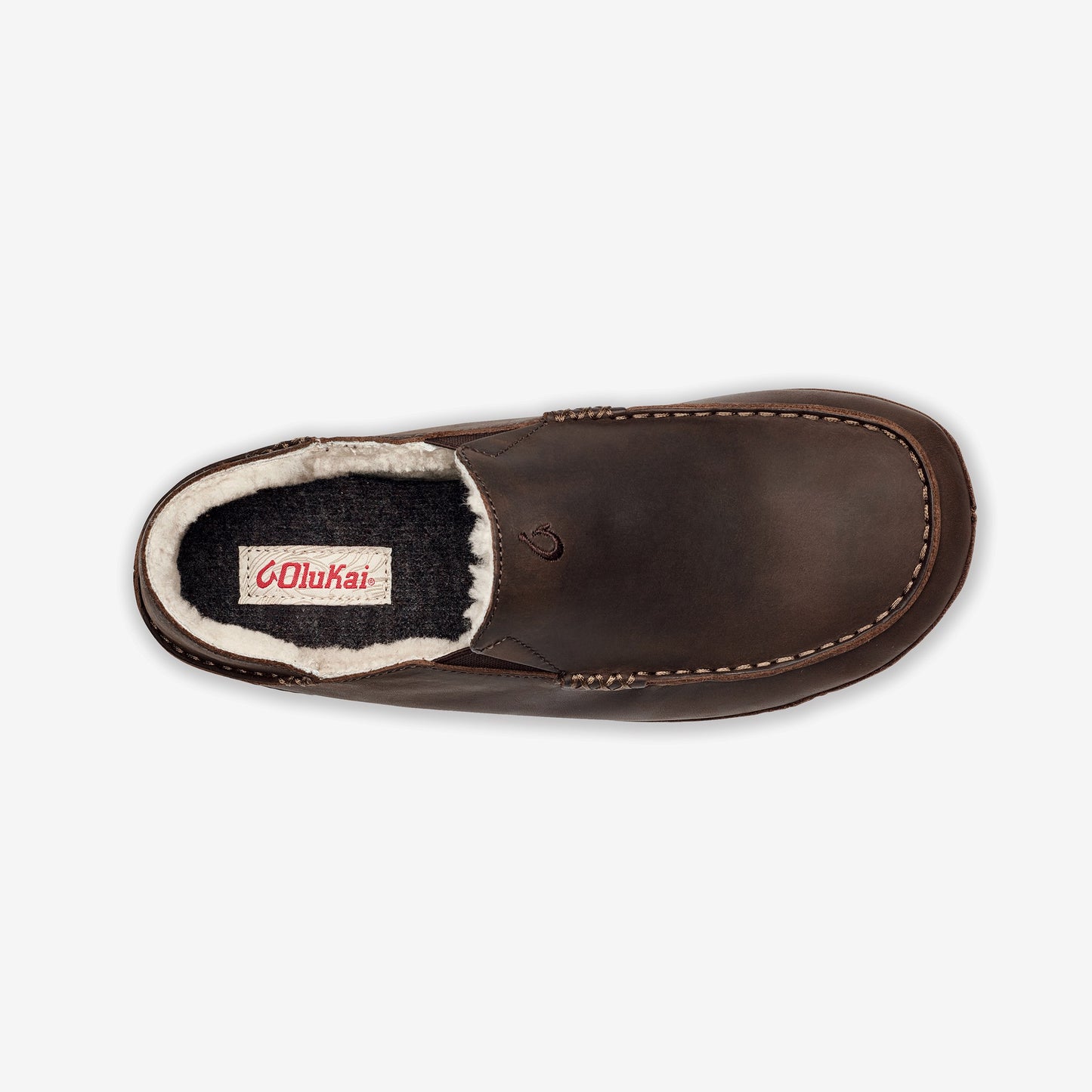 Olukai Moloā Nubuck Leather Slippers - Dark Wood