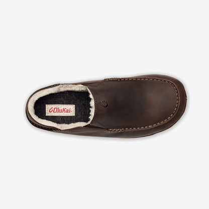 Olukai Moloā Nubuck Leather Slippers - Dark Wood