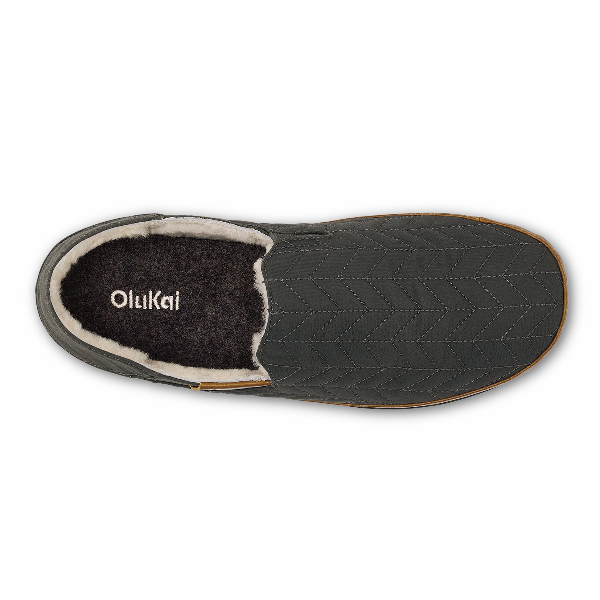 Olukai Hanohano Waxed Canvas Slippers - Dark Shadow