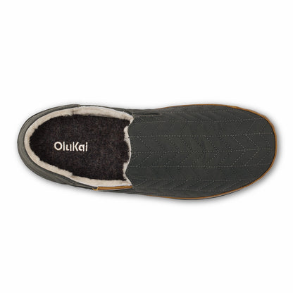 Olukai Hanohano Waxed Canvas Slippers - Dark Shadow