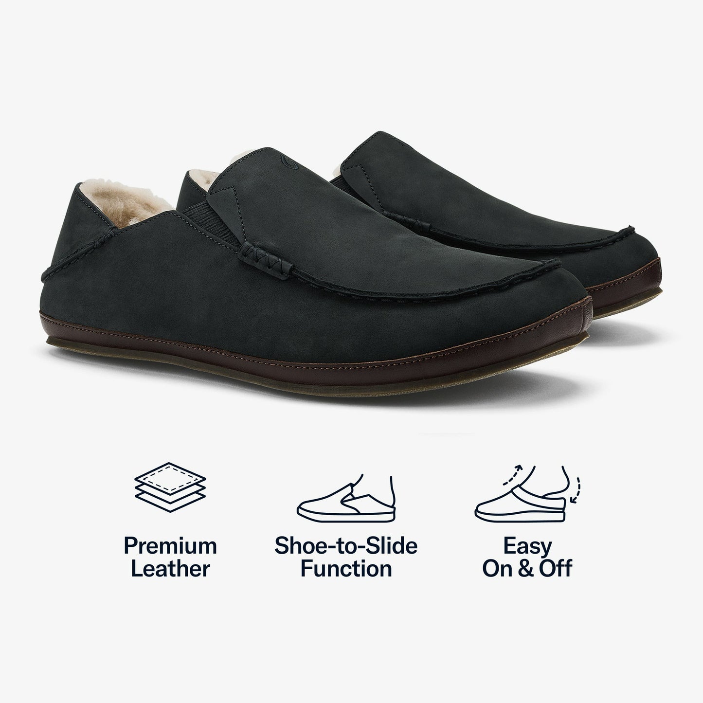Olukai Moloā Slipper - Black / Dk Java