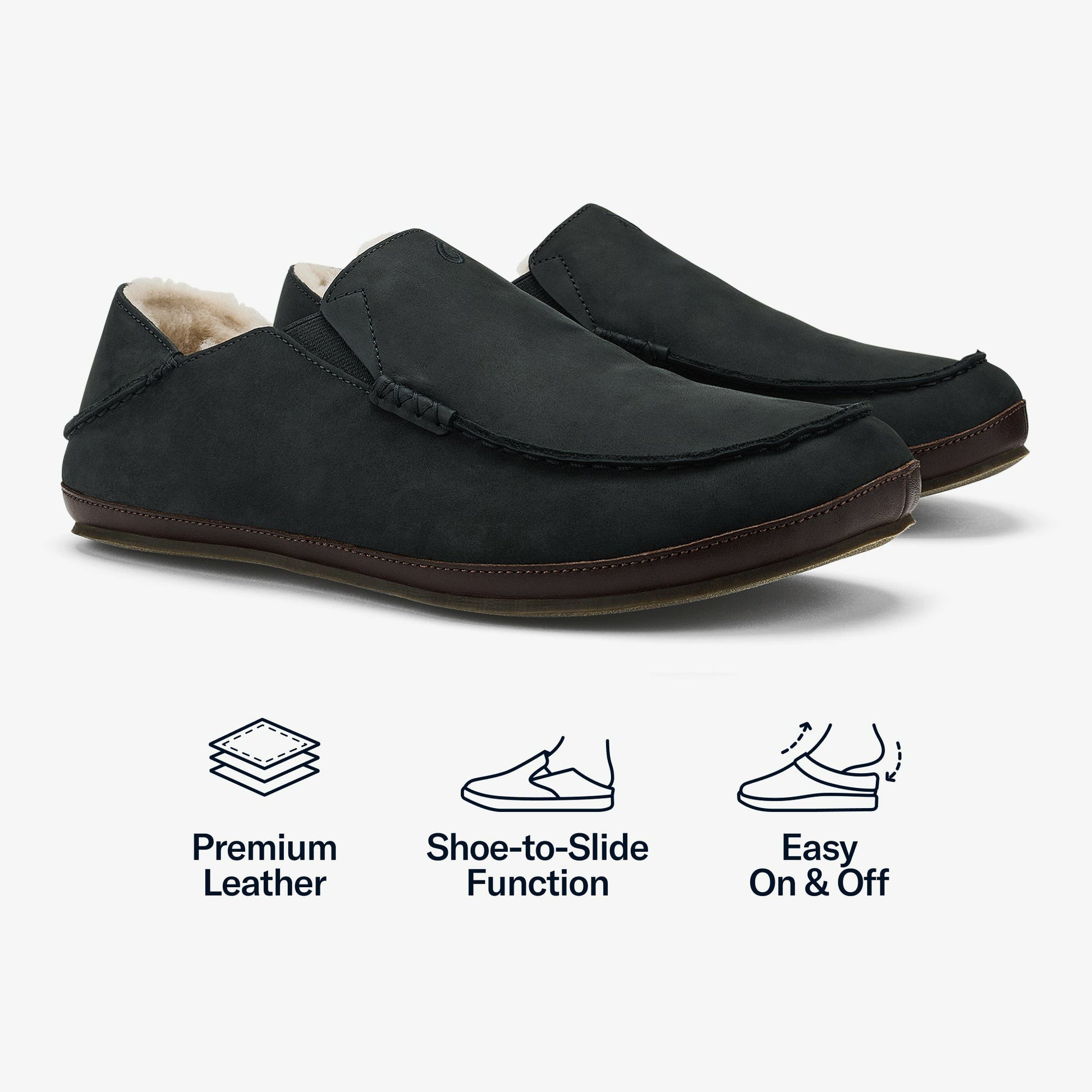Olukai Moloā Slipper - Black / Dk Java
