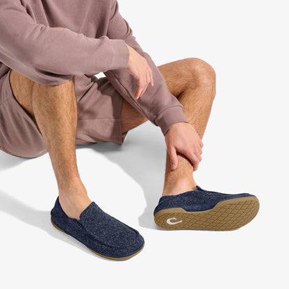 Olukai Moloā Hulu Wool Slippers - Trench Blue