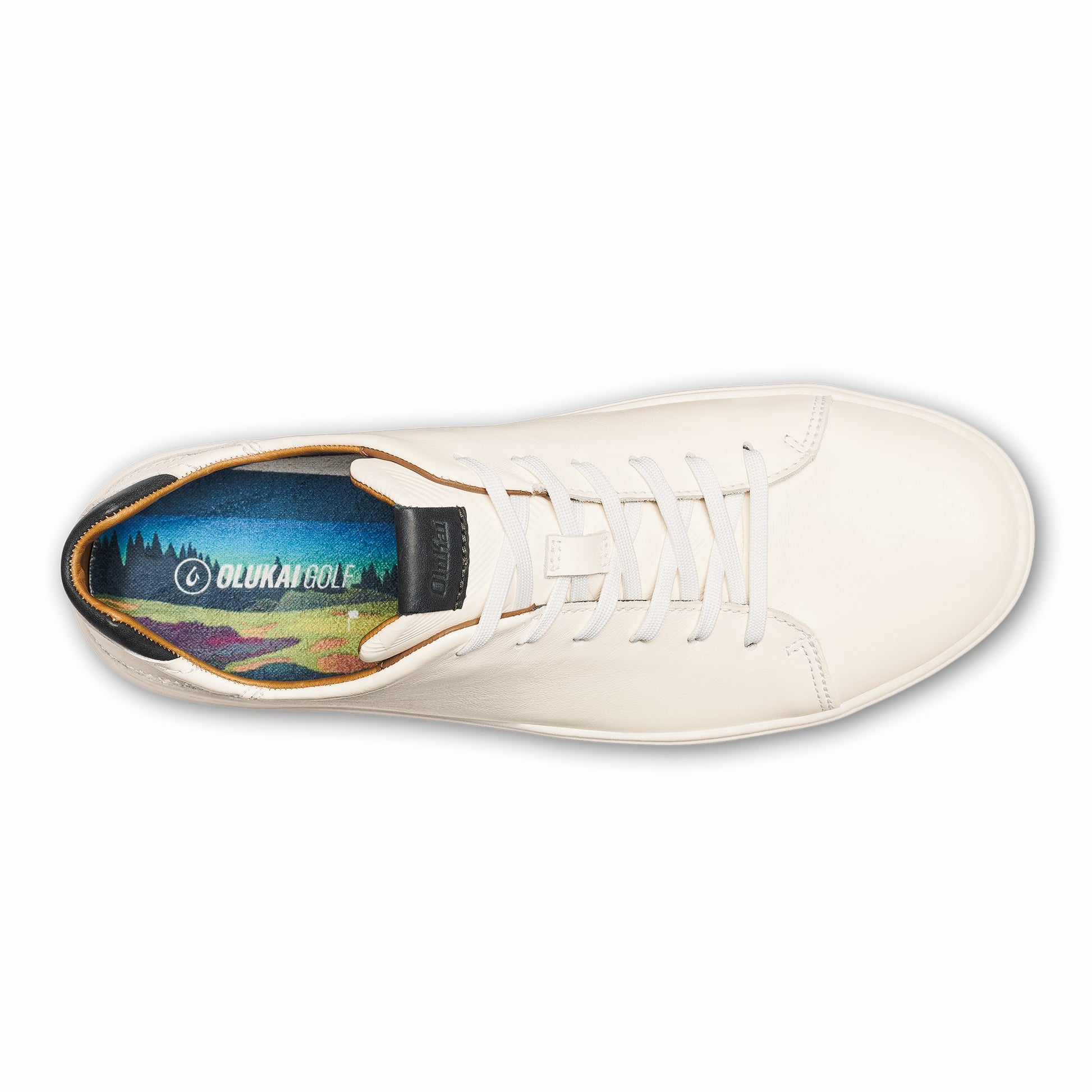 Olukai Wai‘alae Waterproof Leather Golf Shoes - White