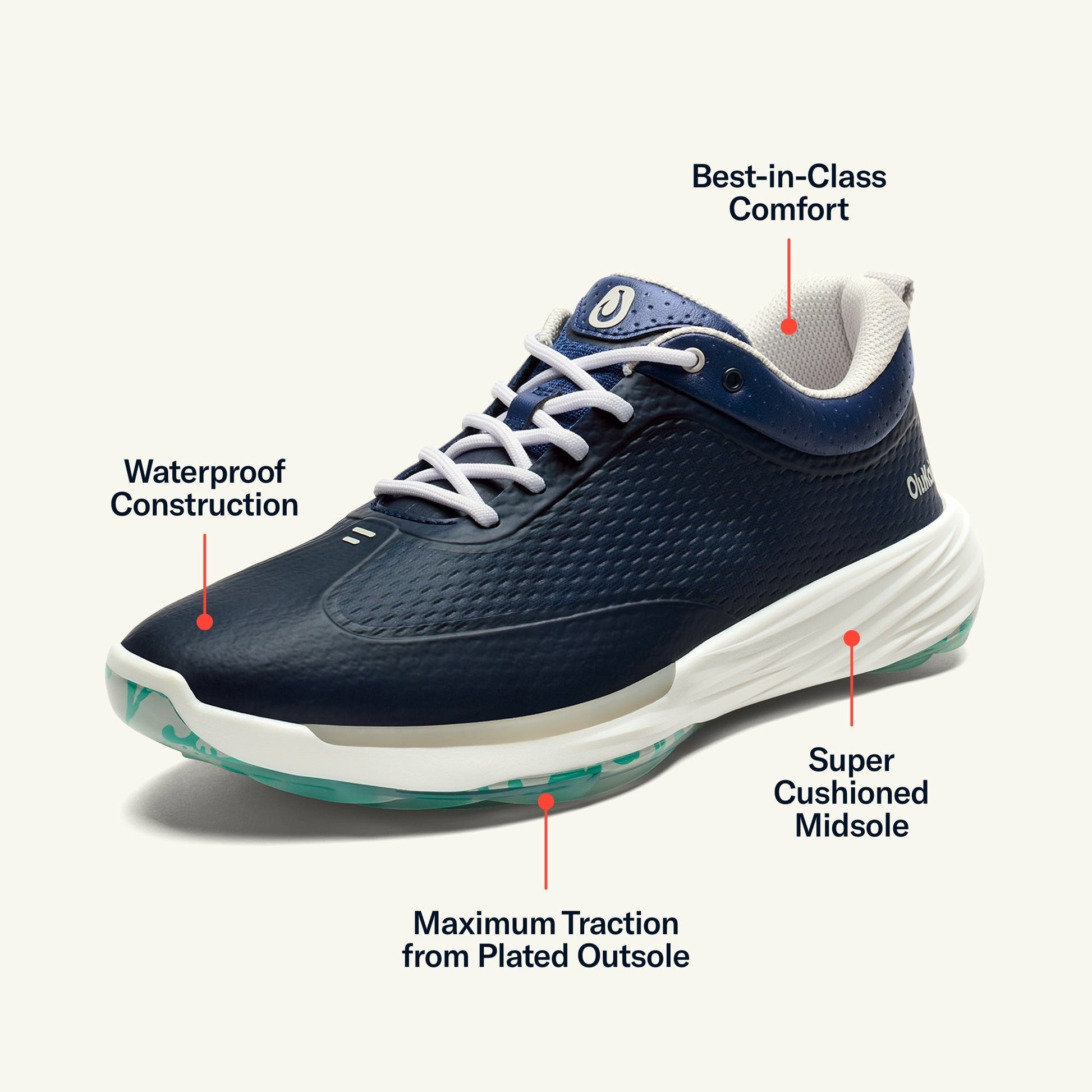Olukai Mākena Waterproof Golf Shoes - Mood Indigo