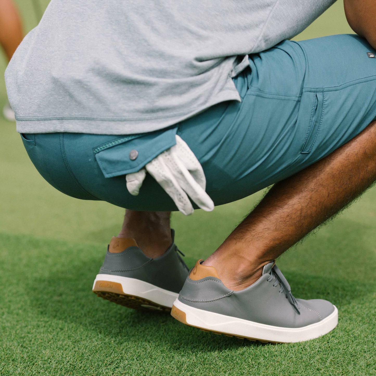 Olukai Wai‘alae Waterproof Leather Golf Shoes - Stone