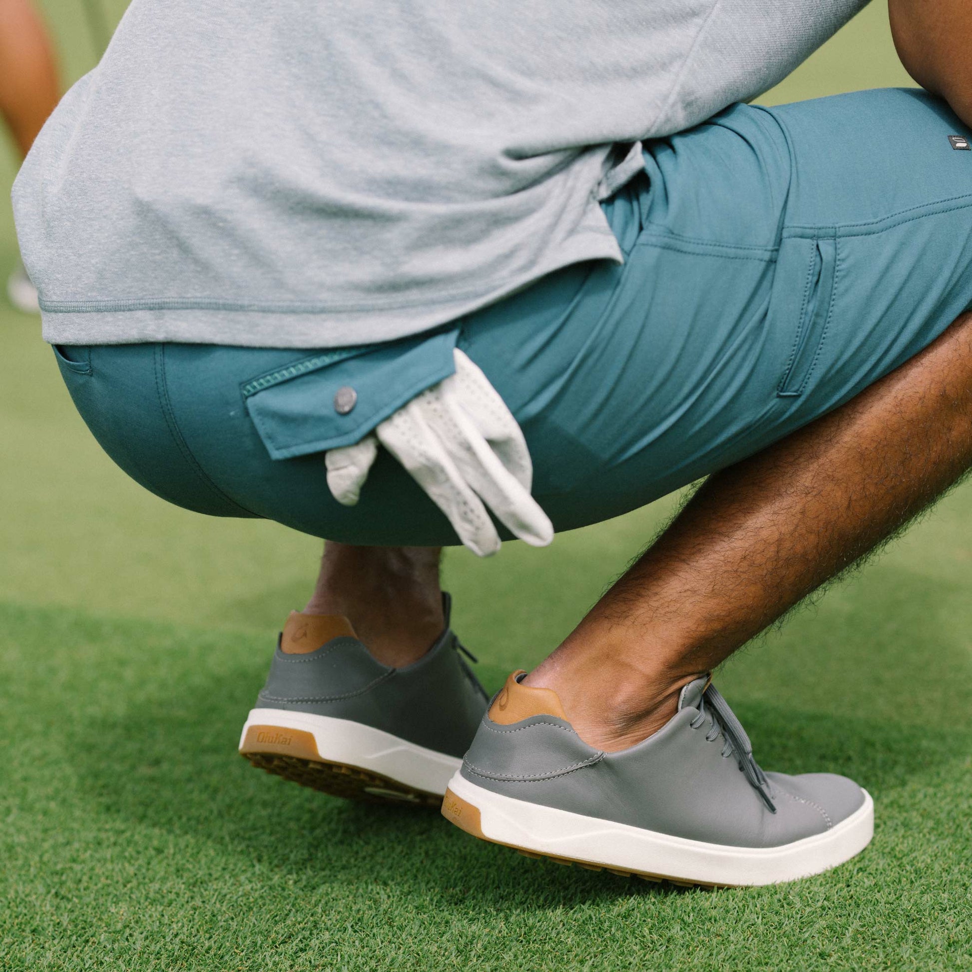 Olukai Wai‘alae Waterproof Leather Golf Shoes - Stone