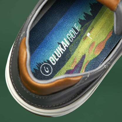 Olukai Wai‘alae Waterproof Leather Golf Shoes - Stone