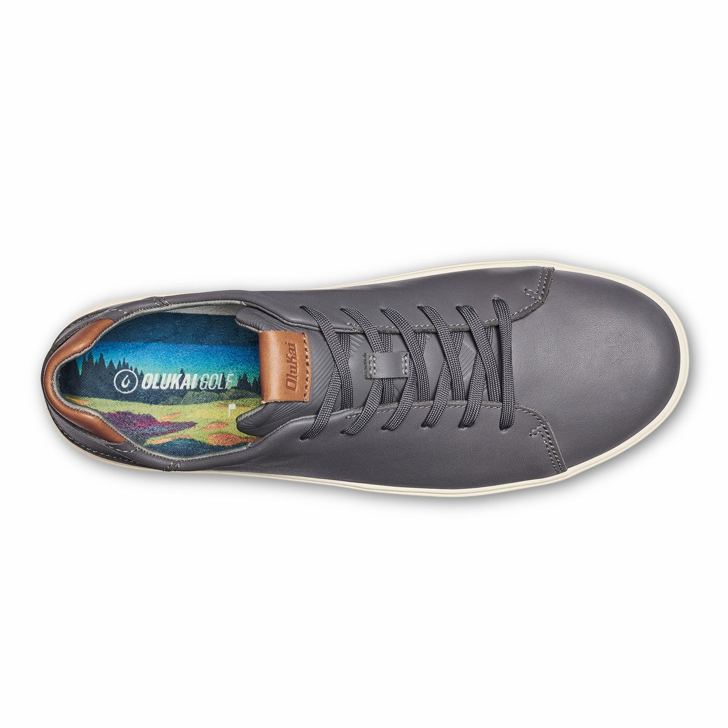 Olukai Wai‘alae Waterproof Leather Golf Shoes - Stone
