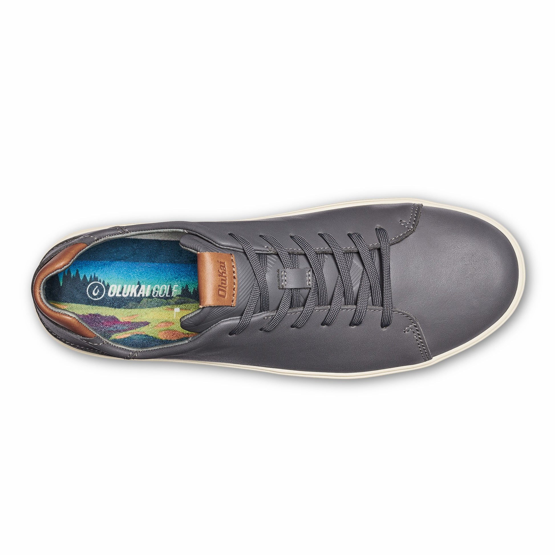 Olukai Wai‘alae Waterproof Leather Golf Shoes - Stone