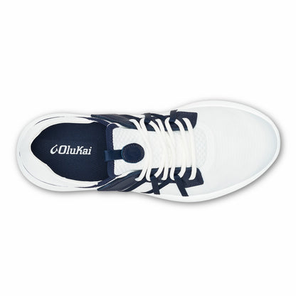 Olukai Manele Breathable Golf Shoes - Bright White / Mood Indigo