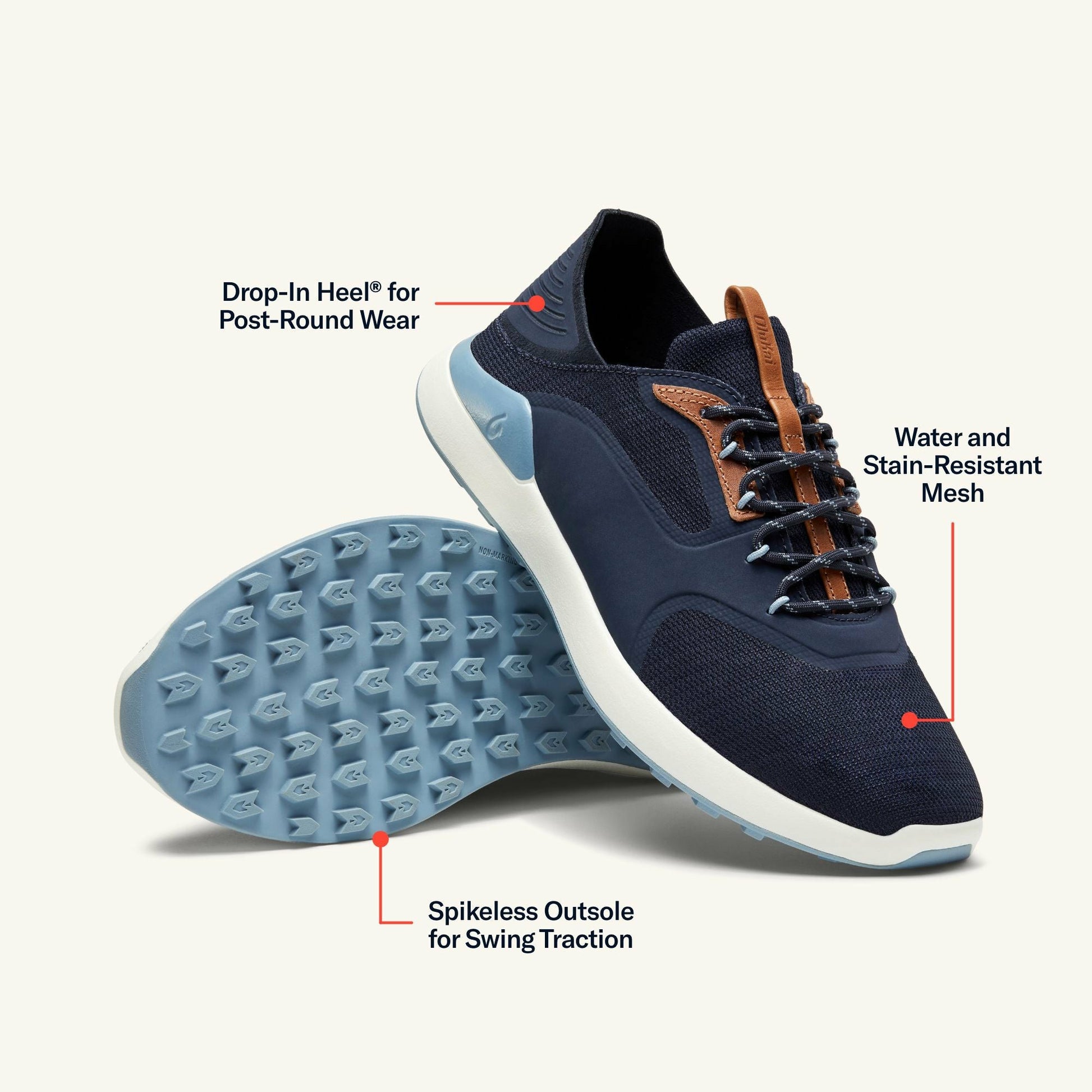 Olukai OluKai Kā‘anapali Golf Shoe - Trench Blue / Sea Ice