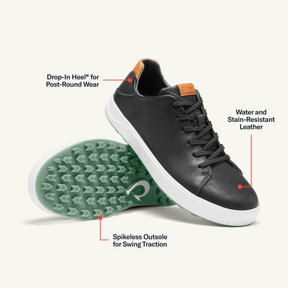 Olukai Wai‘alae Waterproof Leather Golf Shoes - Black