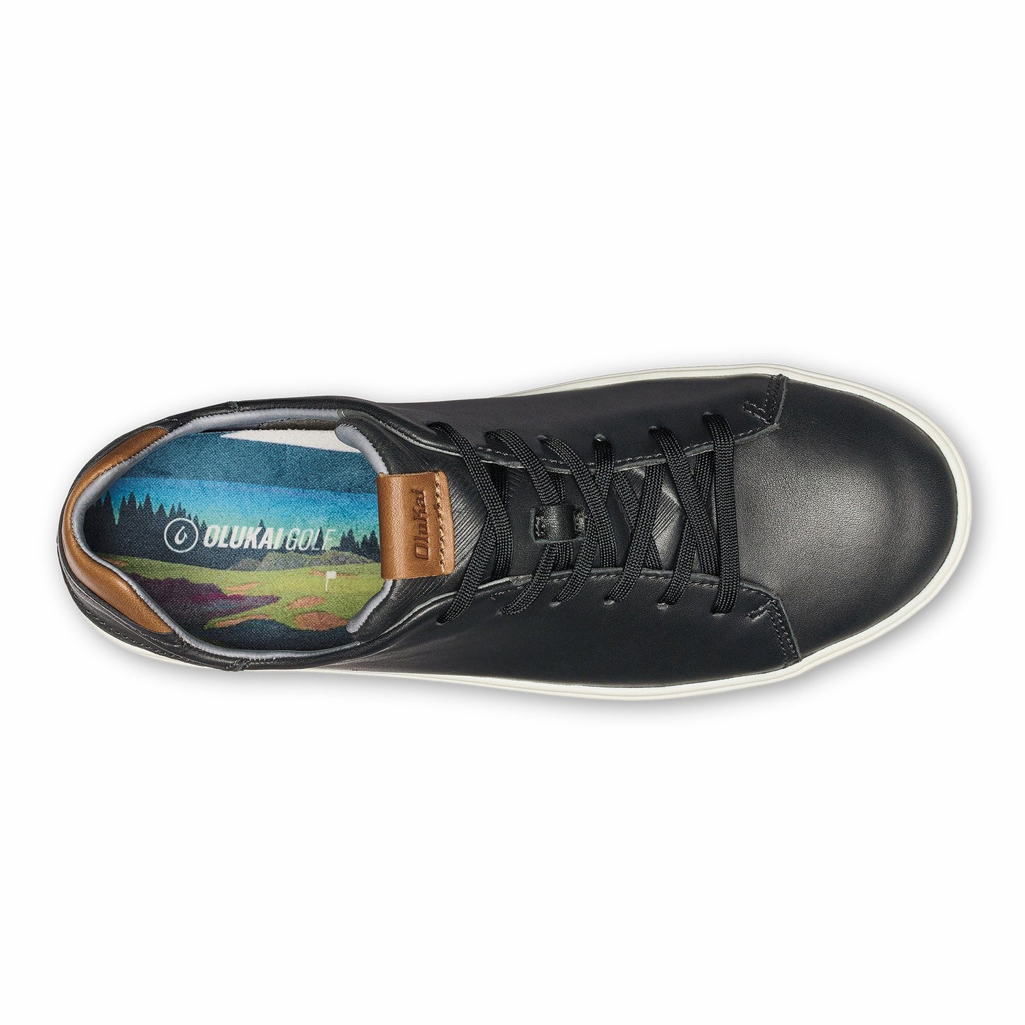 Olukai Wai‘alae Waterproof Leather Golf Shoes - Black