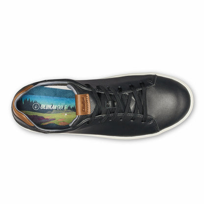 Olukai Wai‘alae Waterproof Leather Golf Shoes - Black