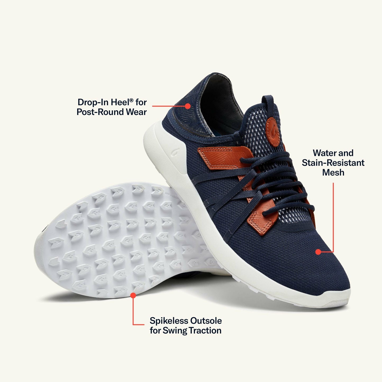 Olukai Manele Breathable Golf Shoes - Trench Blue