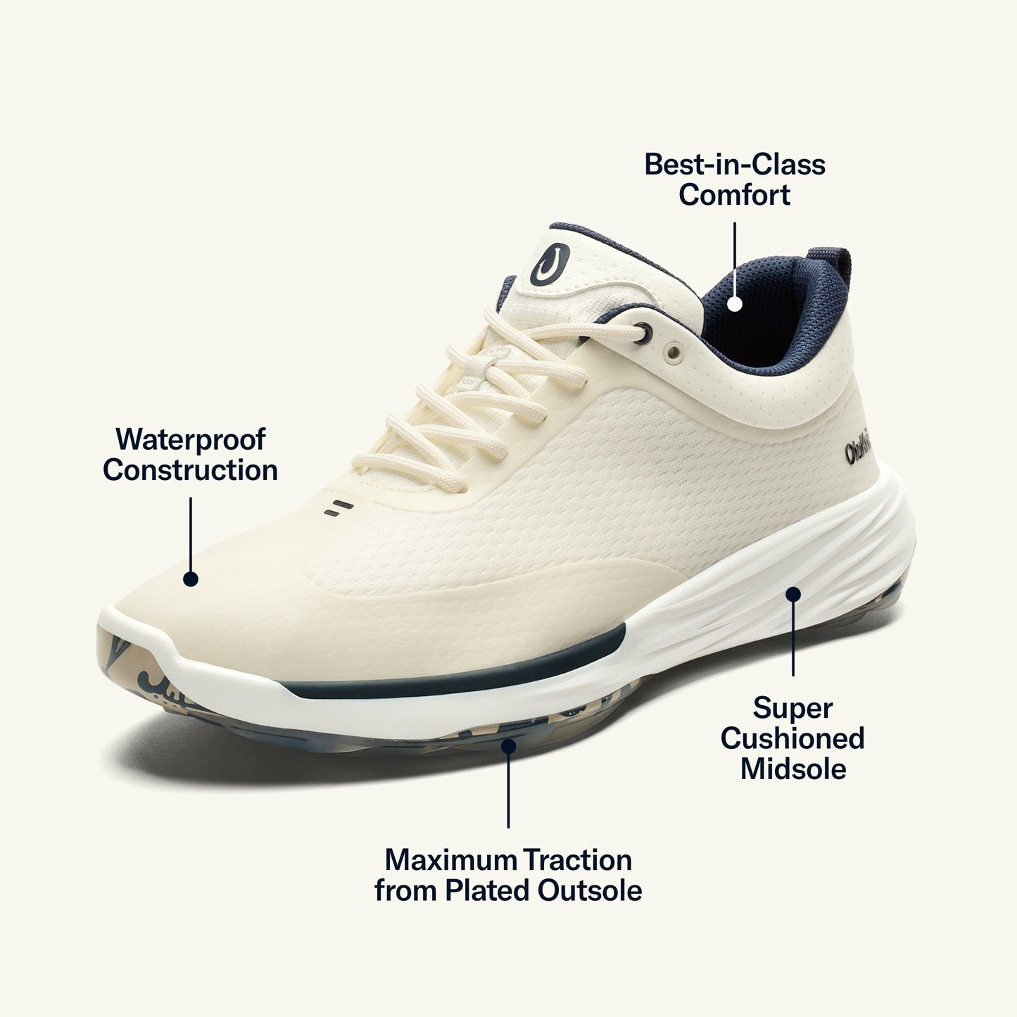 Olukai Mākena Waterproof Golf Shoes - White Sand