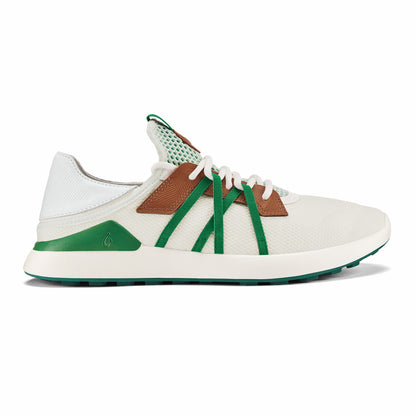 Olukai Manele Breathable Golf Shoes - White / Bamboo