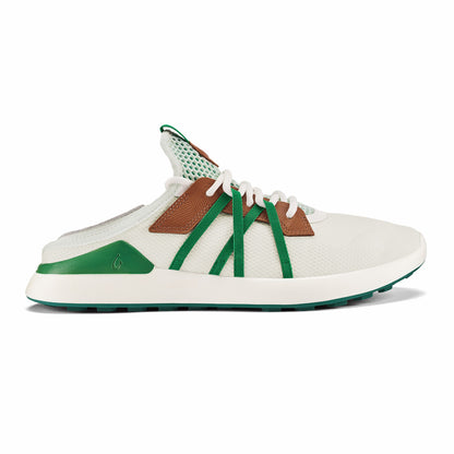 Olukai Manele Breathable Golf Shoes - White / Bamboo