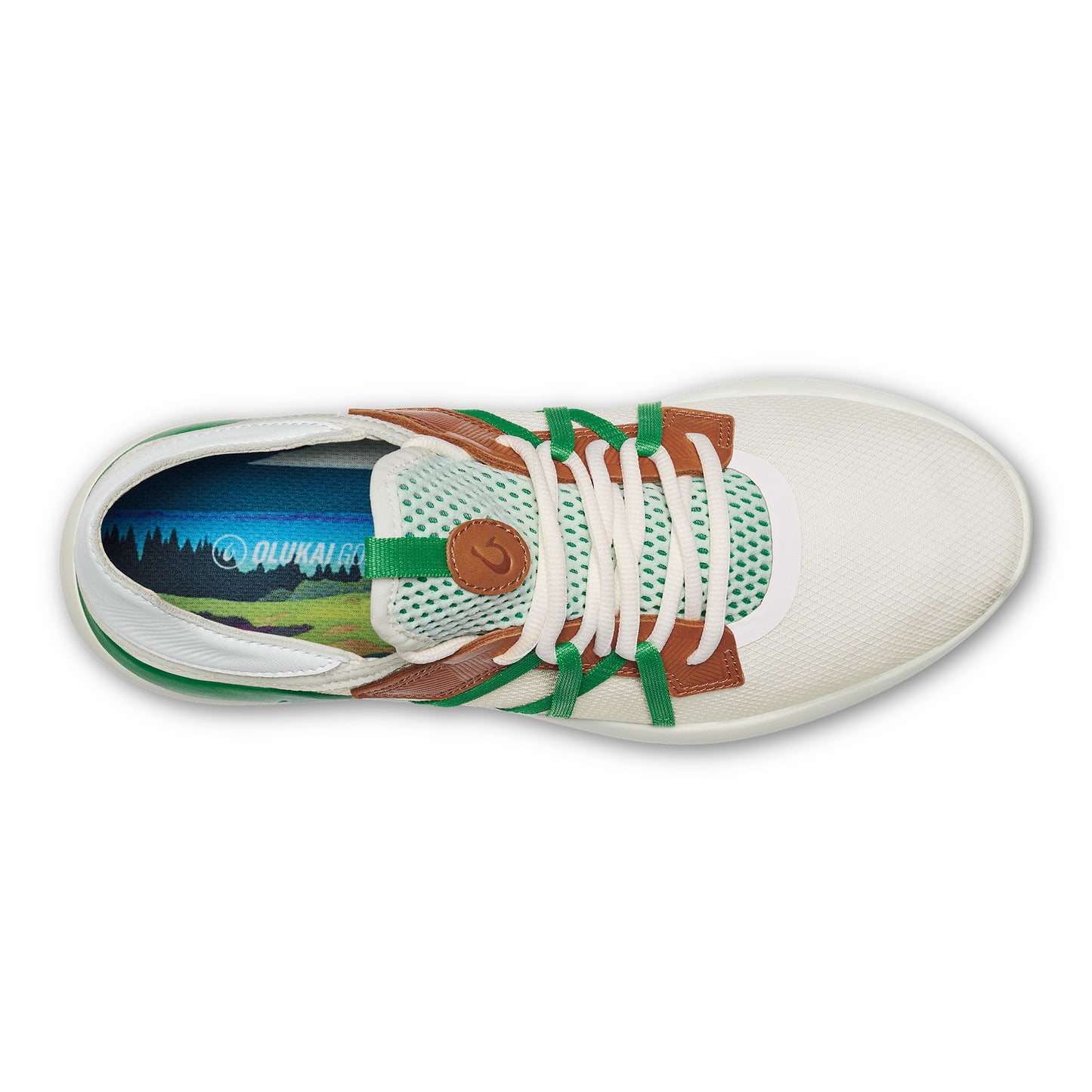 Olukai Manele Breathable Golf Shoes - White / Bamboo