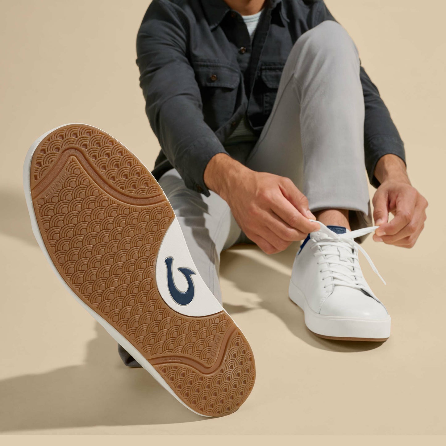 Olukai Lae‘ahi Lī ‘Ili Sneakers - Bright White / Trench Blue