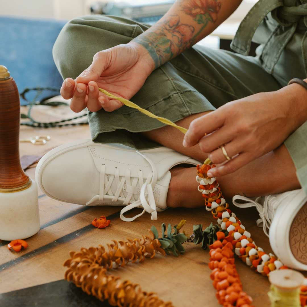 Olukai Pehuea Lī ‘Ili Leather Sneakers - White