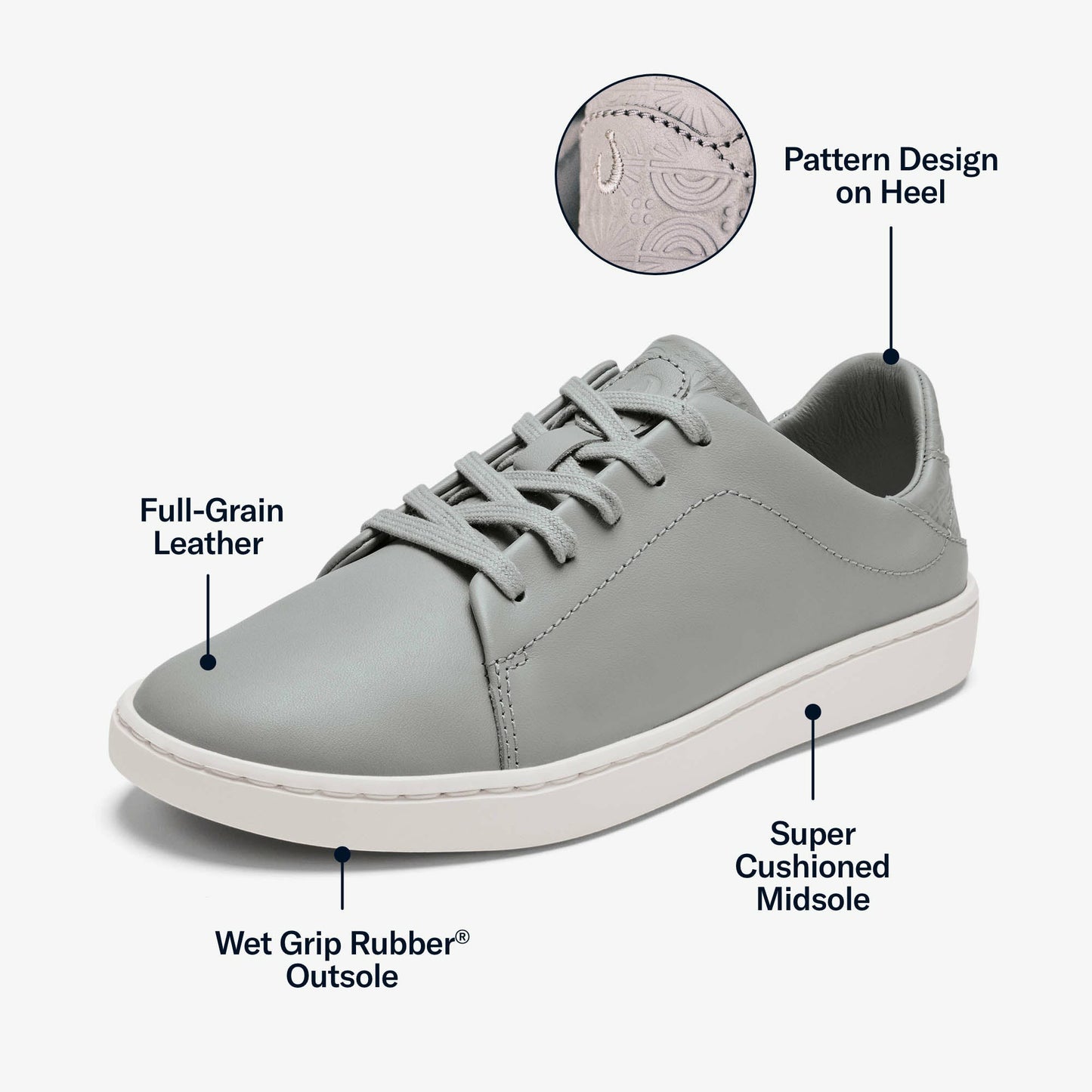 Olukai Pehuea Lī ‘Ili Leather Sneakers - Ash