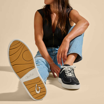 Olukai Hā‘upu Leather Sneakers - Onyx