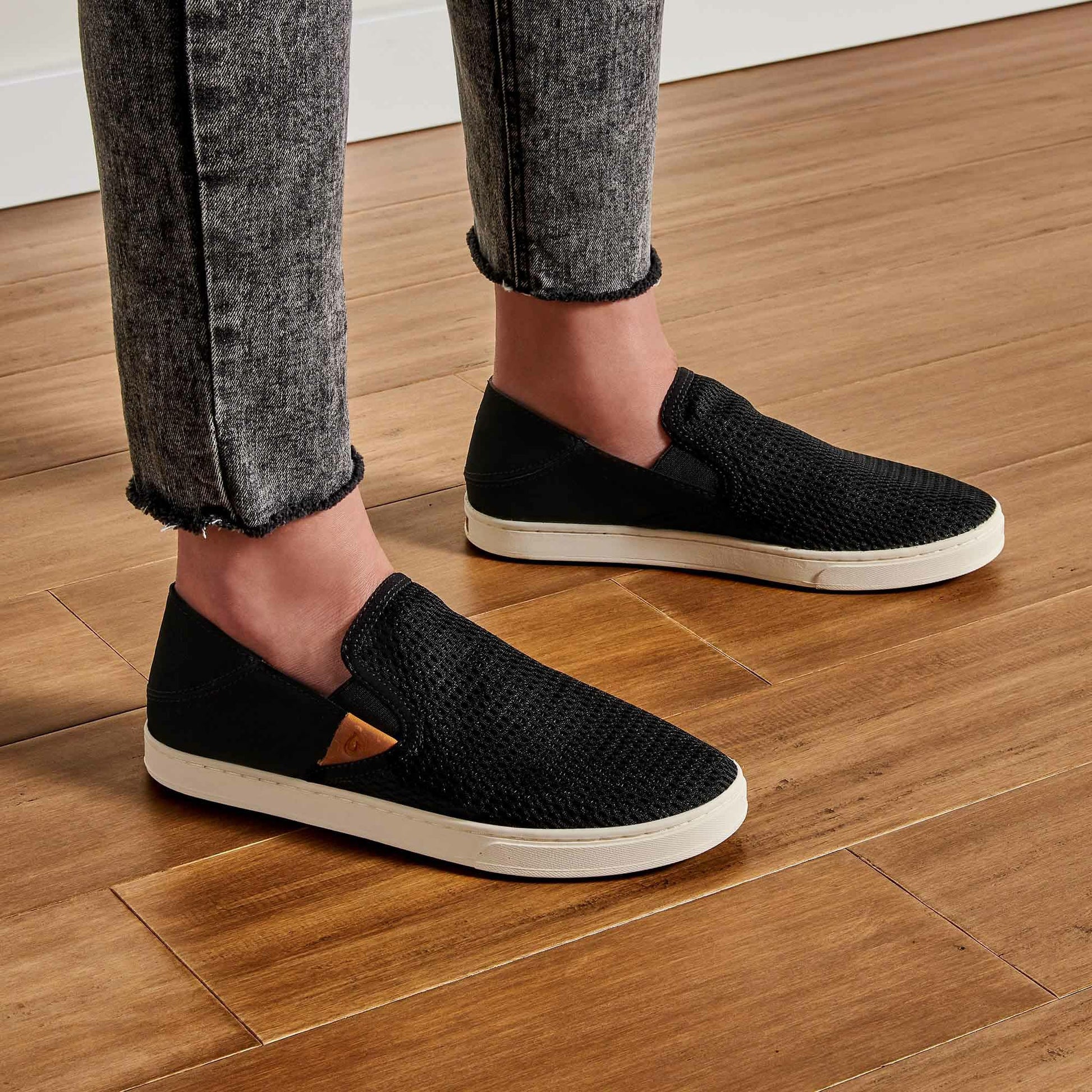 Olukai Pehuea Breathable Slip-On Sneakers - Black