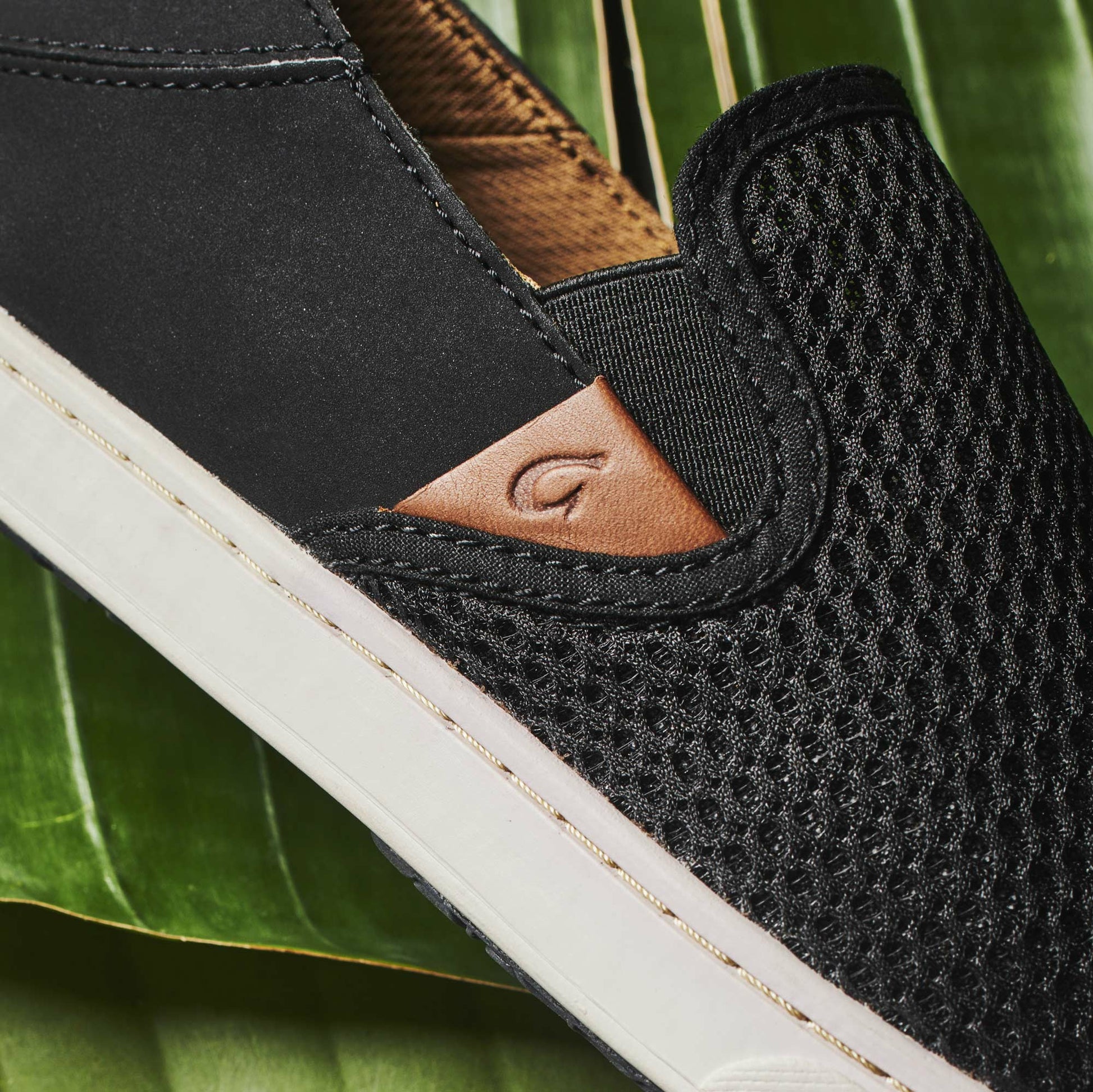 Olukai Pehuea Breathable Slip-On Sneakers - Black