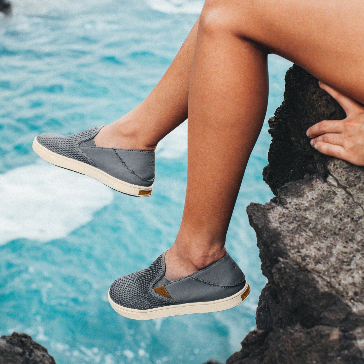 Olukai Pehuea Breathable Slip-On Sneakers - Pavement