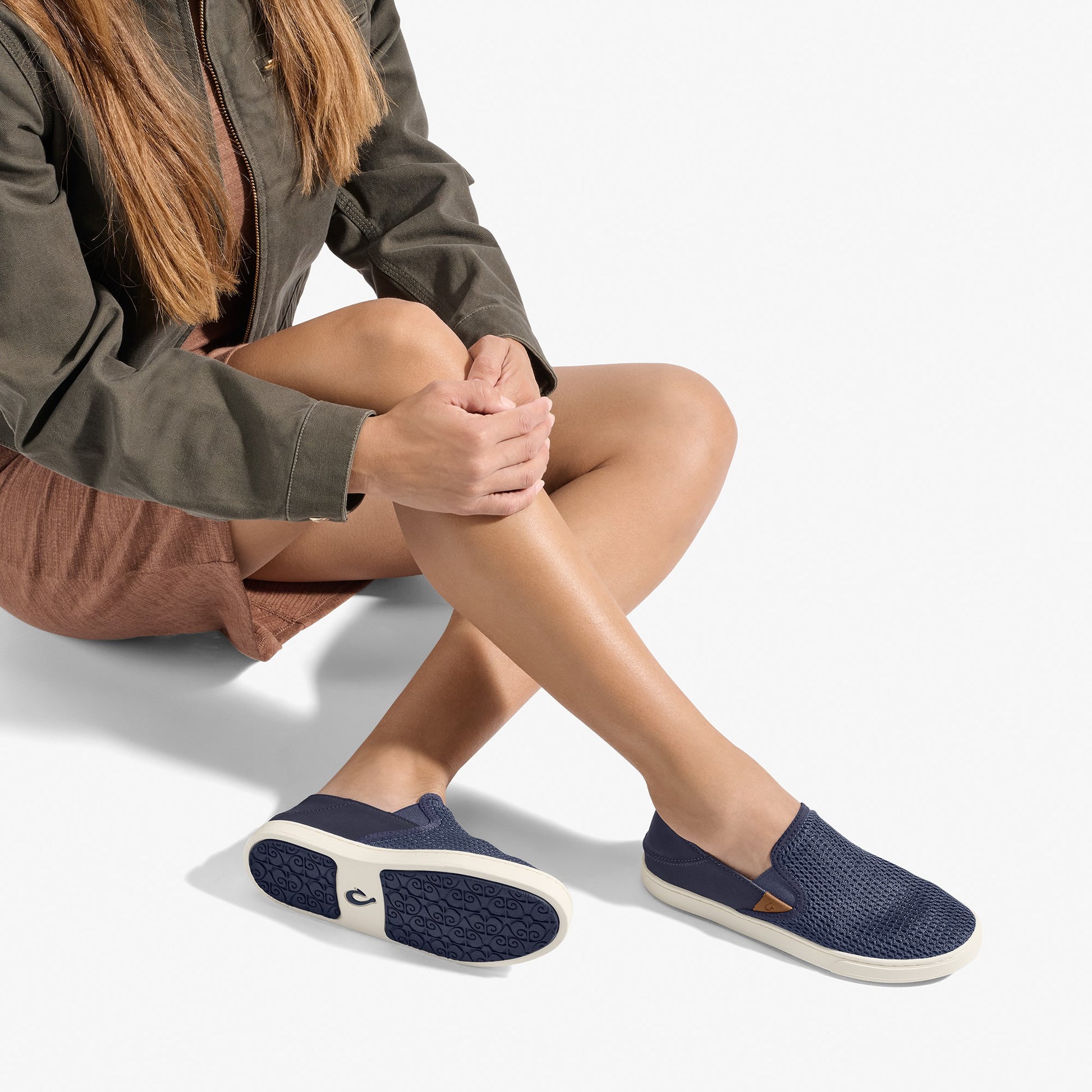 Olukai Pehuea Breathable Slip-On Sneakers - Trench Blue