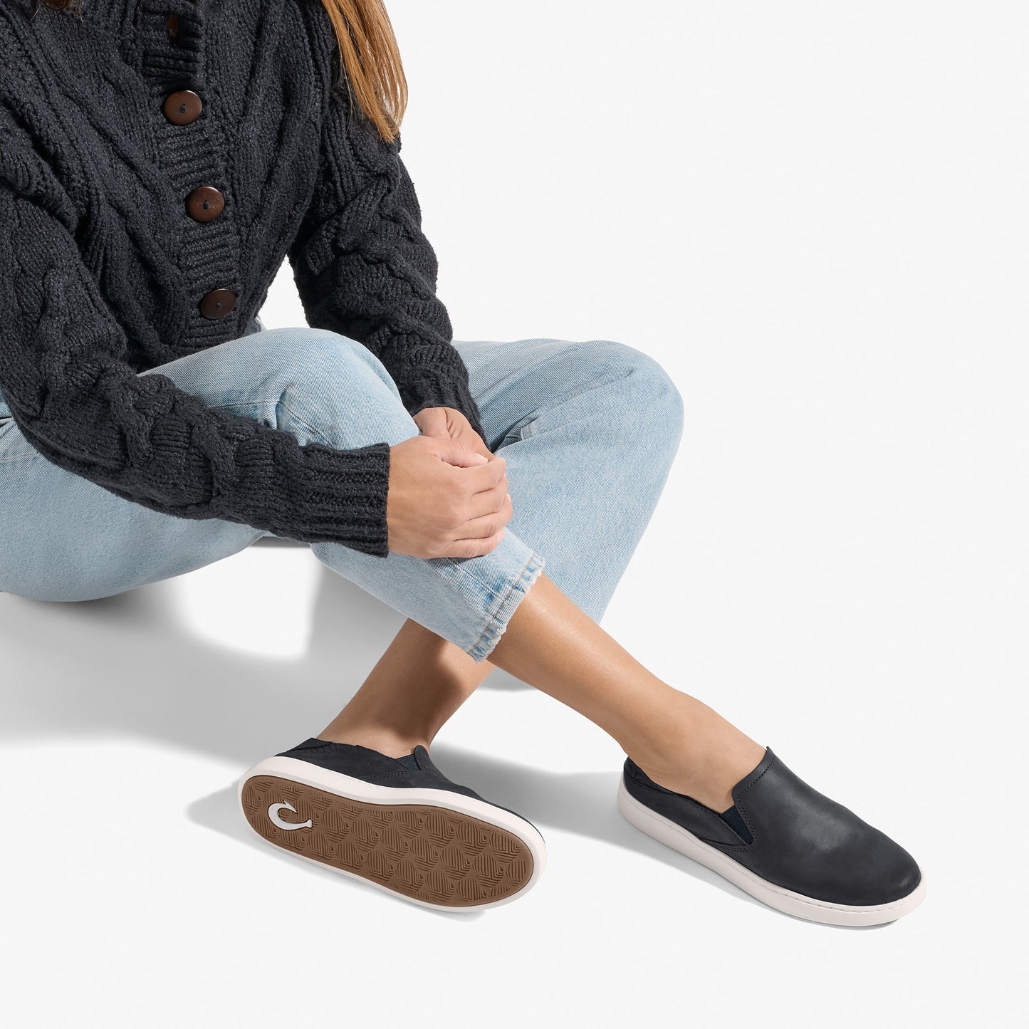Olukai Pehuea Leather - Onyx / Onyx