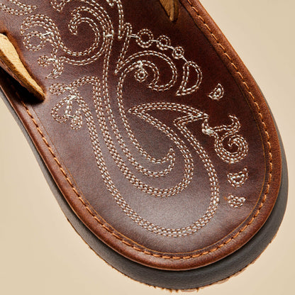 Olukai Paniolo Leather Beach Flip Flops - Natural
