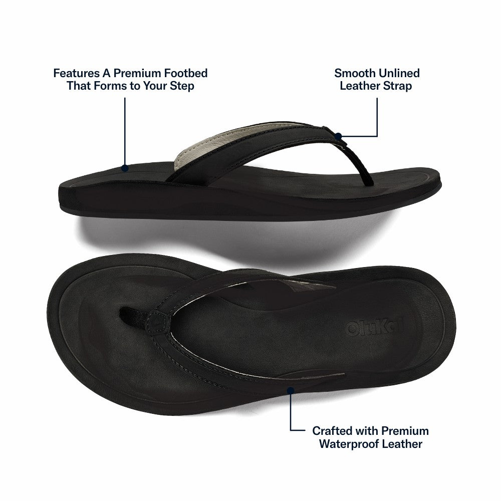 Olukai Southshore Waterproof Leather Sandals - Lava Rock