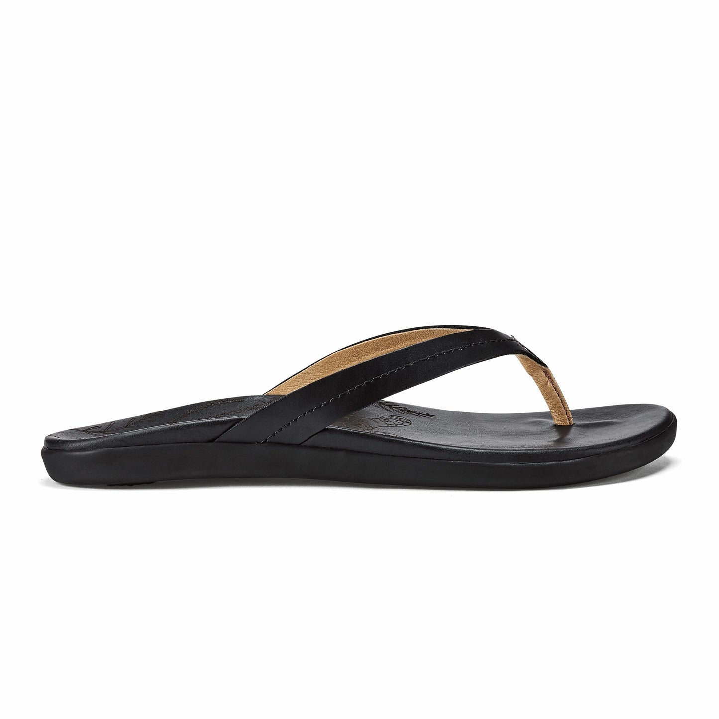 Olukai Honu Leather Beach Sandals - Black