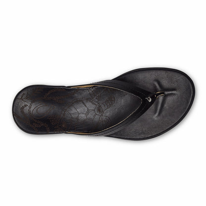 Olukai Honu Leather Beach Sandals - Black