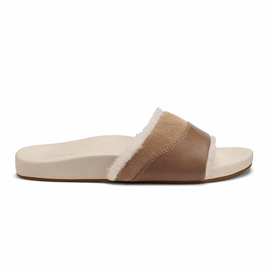 Olukai Hō‘ala Slide Slide Slipper Sandals - Tan / Puka
