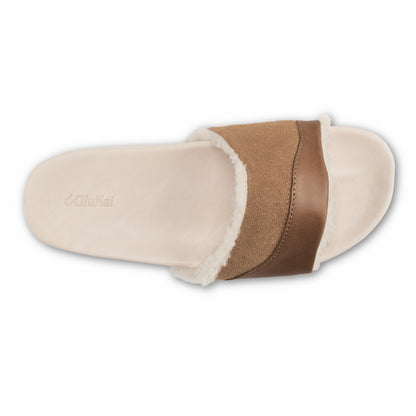 Olukai Hō‘ala Slide Slide Slipper Sandals - Tan / Puka